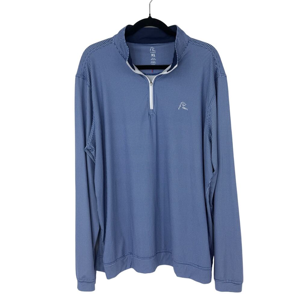Rhoback Men’s XL Blue White Houndstooth Performance Quarter Zip Pullover Golf